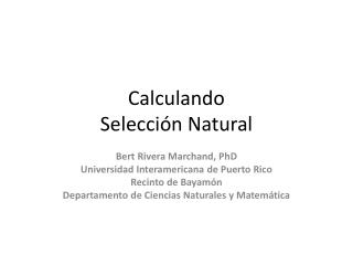 Calculando Selección Natural