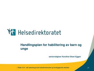 Handlingsplan for habilitering av barn og unge seniorrådgiver Karoline Olsen Eggen