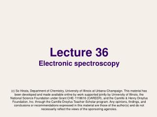 Lecture 36 Electronic spectroscopy