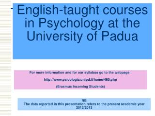 English-taught courses in Psychology at the University of Padua