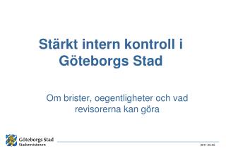 Stärkt intern kontroll i Göteborgs Stad