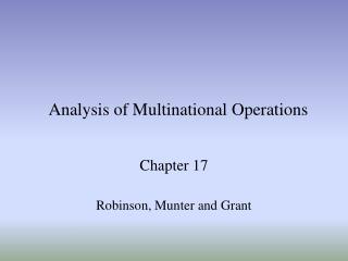 Analysis of Multinational Operations