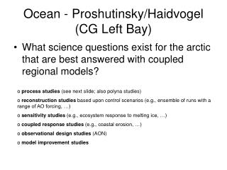 Ocean - Proshutinsky/Haidvogel (CG Left Bay)