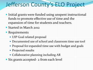 Jefferson County’s ELO Project