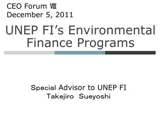 UNEP FI’s Environmental Finance Programs