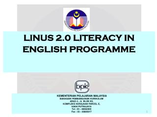 LINUS 2.0 LITERACY IN ENGLISH PROGRAMME