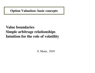Option Valuation: basic concepts