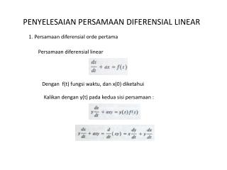 PENYELESAIAN PERSAMAAN DIFERENSIAL LINEAR