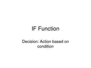 IF Function