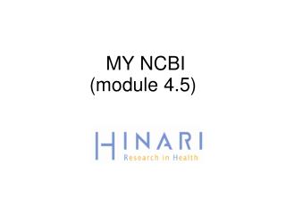 MY NCBI (module 4.5)