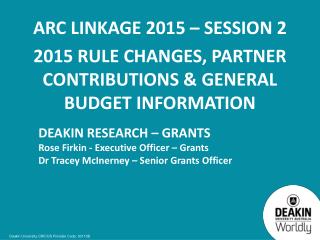 ARC Linkage 2015 – Session 2
