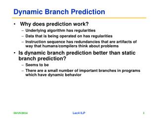 Dynamic Branch Prediction