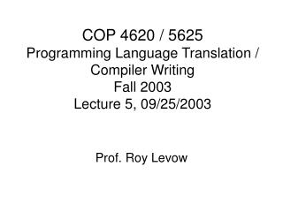 Prof. Roy Levow
