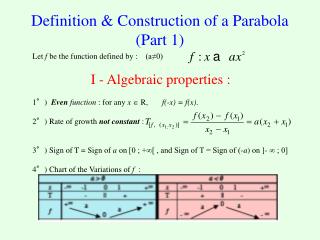 Definition &amp; Construction of a Parabola (Part 1)