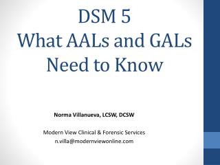 DSM 5 What AALs and GALs Need to Know
