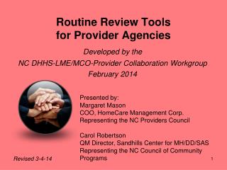 Routine Review Tools for Provider Agencies