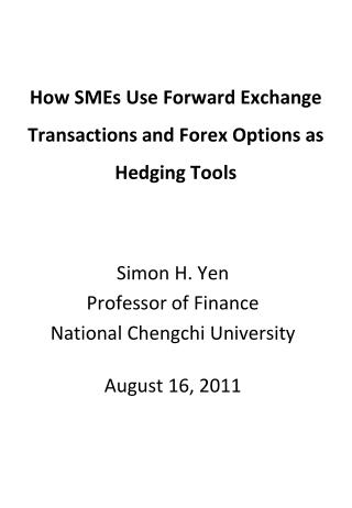 How SMEs Use Forward Exchange Transactions and Forex Options as Hedging Tools