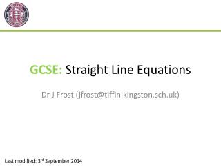 GCSE: Straight Line Equations