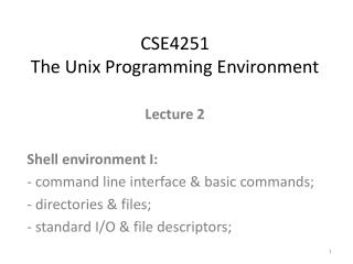 CSE4251 The Unix Programming Environment