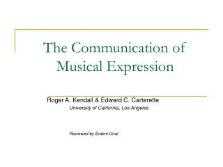 The Communication of Musical Expression