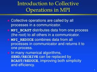 Introduction to Collective Operations in MPI