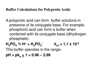Buffer Calculations for Polyprotic Acids