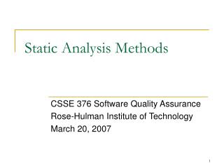 Static Analysis Methods