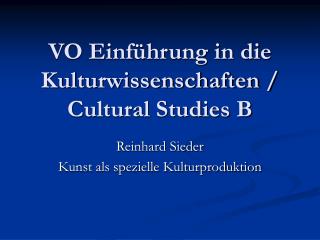 VO Einführung in die Kulturwissenschaften / Cultural Studies B
