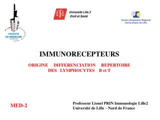 IMMUNORECEPTEURS ORIGINE DIFFERENCIATION REPERTOIRE DES LYMPHOCYTES B et T