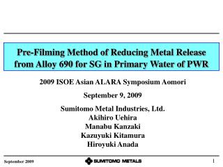 Pre-Filming Method of Reducing Metal Release from Alloy 690 for SG in Primary Water of PWR