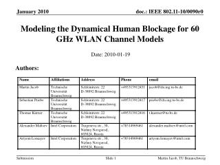 Modeling the Dynamical Human Blockage for 60 GHz WLAN Channel Models