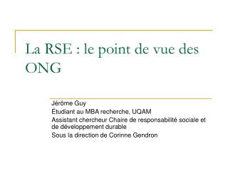 La RSE : le point de vue des ONG