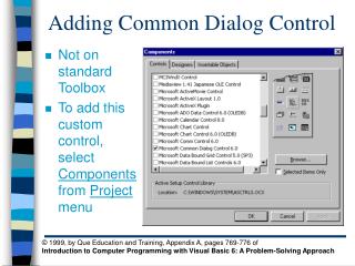 Adding Common Dialog Control
