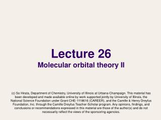 Lecture 26 Molecular orbital theory II