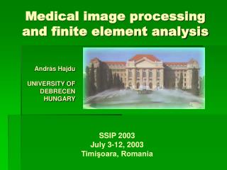 Medical image processing and finite element analysis