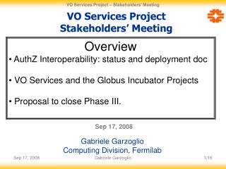 VO Services Project Stakeholders’ Meeting