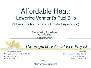 Affordable Heat: Lowering Vermont’s Fuel Bills (&amp; Lessons for Federal Climate Legislation)