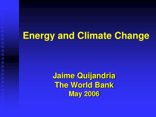 Energy and Climate Change