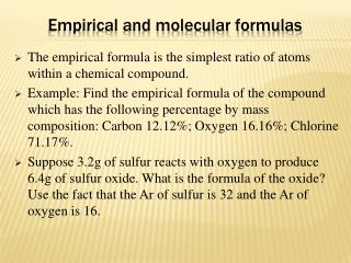 Empirical and molecular formulas