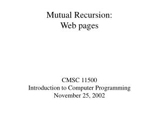 Mutual Recursion: Web pages