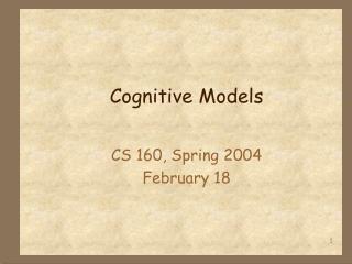 Cognitive Models