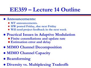 EE359 – Lecture 14 Outline