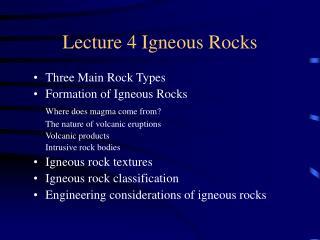 Lecture 4 Igneous Rocks