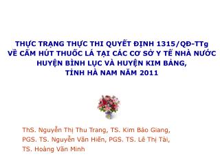 ThS. Nguyễn Thị Thu Trang, TS. Kim Bảo Giang, PGS. TS. Nguyễn Văn Hiến, PGS. TS. Lê Thị Tài,