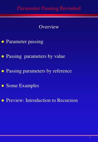 Parameter Passing Revisited