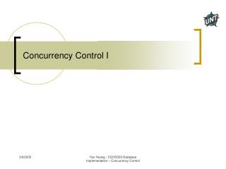 Concurrency Control I
