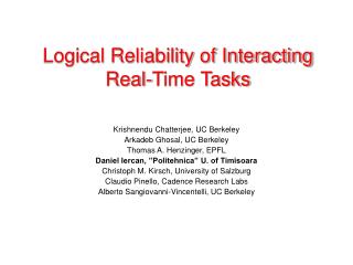 Logical Reliability of Interacting Real-Time Tasks