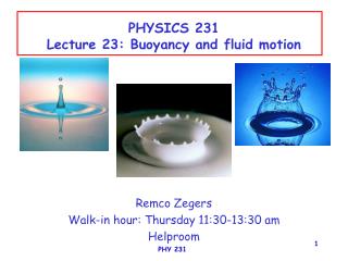 PHYSICS 231 Lecture 23: Buoyancy and fluid motion