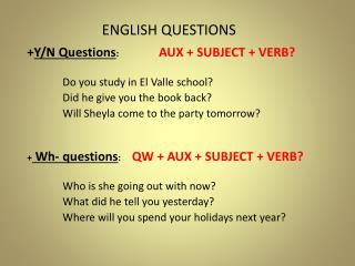 ENGLISH QUESTIONS