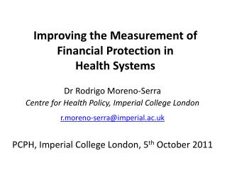 Improving the Measurement of Financial Protection in Health Systems